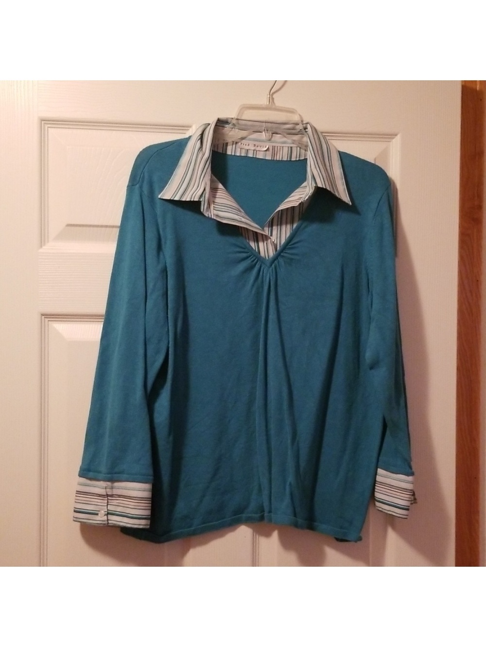 Fred David Women's Blue and White Layered Look Blouse